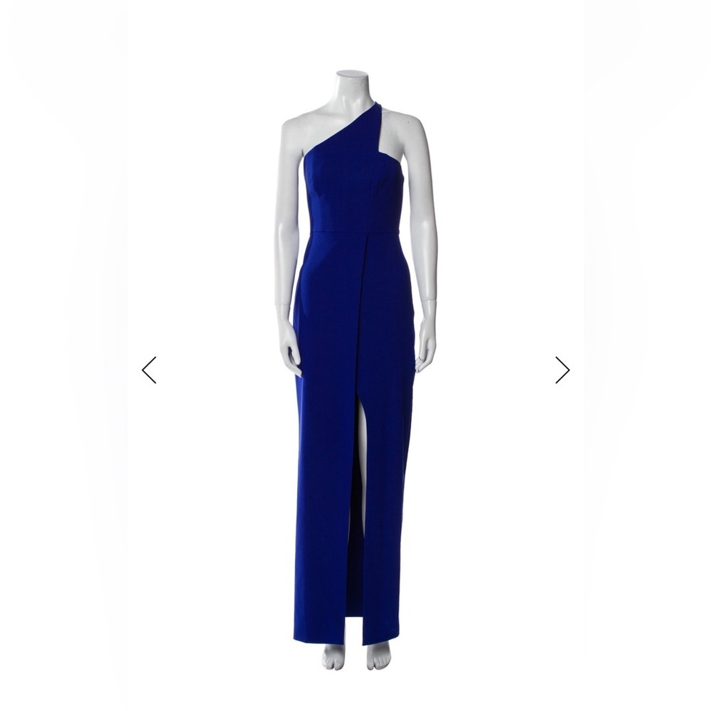 Liv Foster one shoulder crepe gown in sapphire blue size 0